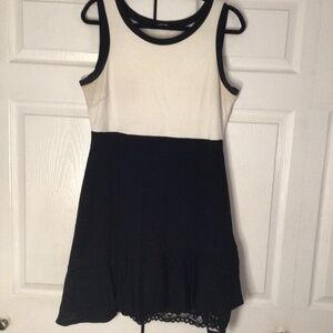 Midi dress with peek-a-boo lace slip